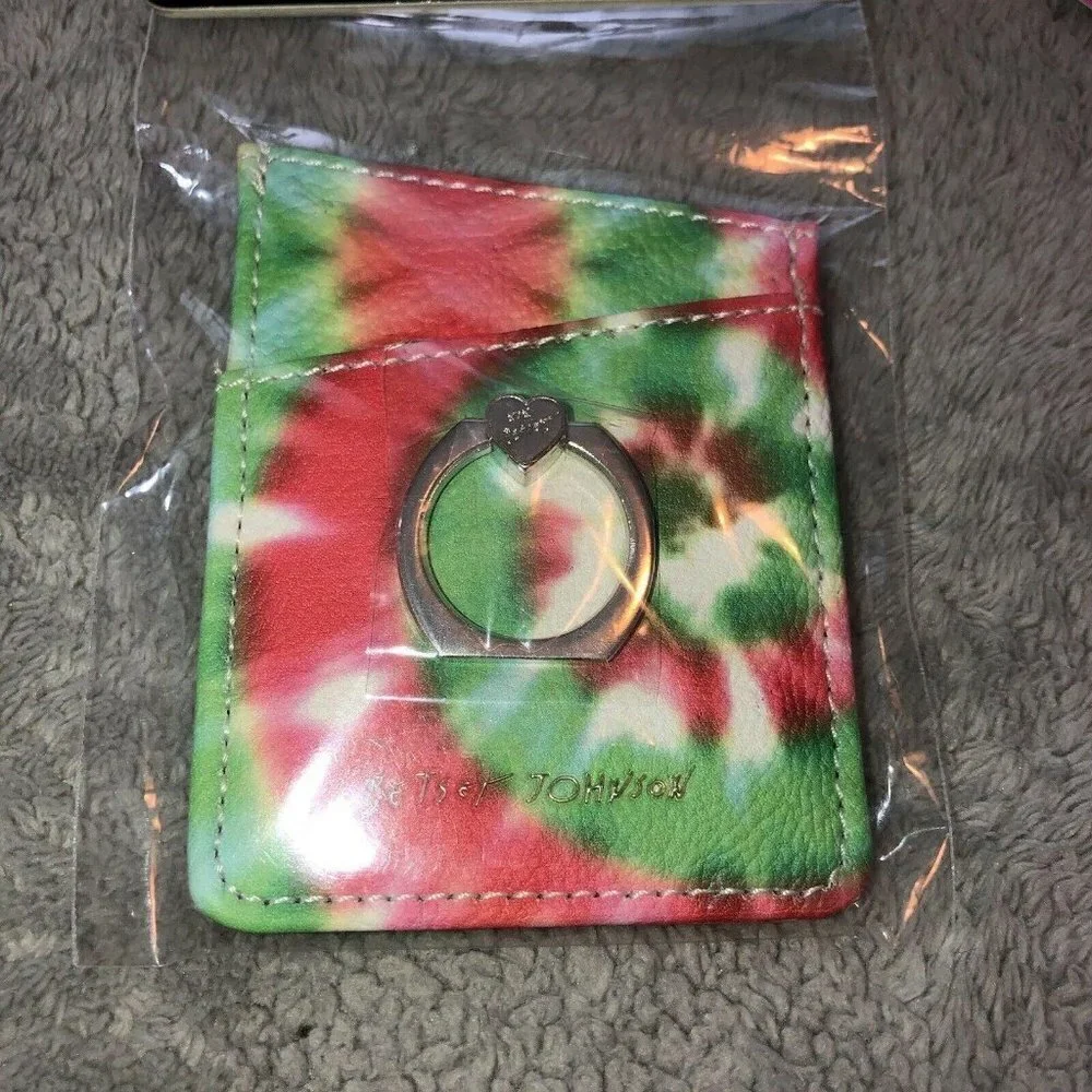 NWT BETSEY JOHNSON Tie Dye Stick On Phone Ring Wallet